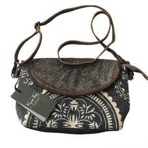 Myra Ancient Arch Small Crossbody Bag Leather Hide Rug New